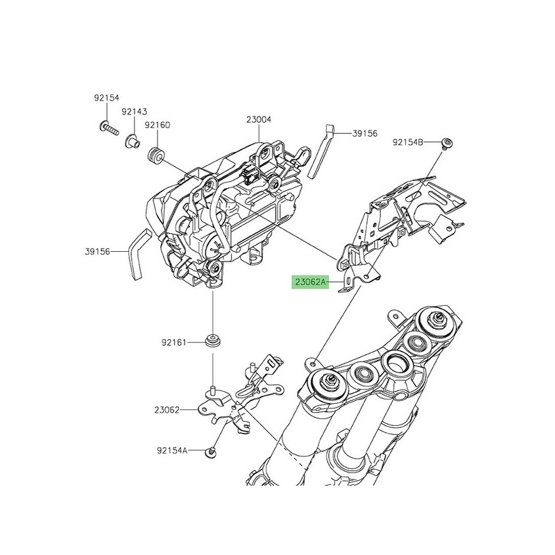 Support inférieur optique avant Kawasaki 230621522 | Moto Shop 35