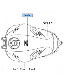  autocollant réservoir Z800e 2014 vert                   