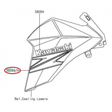 "autocollant" écope gauche Z800e 2013 noir                    