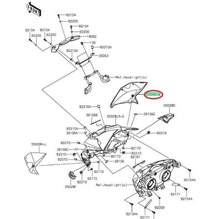 tête de fourche "coté droit" blanc Z800 55028043225Y           