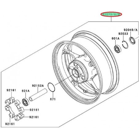 JANTE ARRIERE "NOIR & BORD POLI" Z1000 2010-2013                         