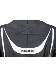 Blouson cuir femme Kawasaki "Z" Noir | Détail