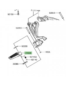 Repose-pied arrière gauche Kawasaki Z900 (2017-2019) | Réf. 340280004