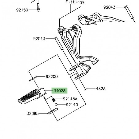 Repose-pied arrière gauche Kawasaki Z900 (2017-2019) | Réf. 340280004