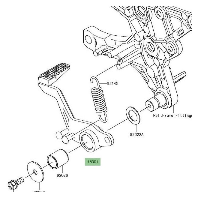 Ressort de rappel pédale de frein Kawasaki 921450893 | Moto Shop 35