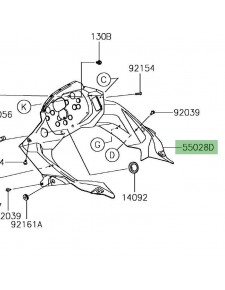 Habillage intérieur tête de fourche Kawasaki Versys-X 300 (2017-2018) | Réf. 550280630