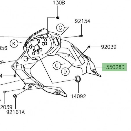 Habillage intérieur tête de fourche Kawasaki Versys-X 300 (2017-2018) | Réf. 550280630