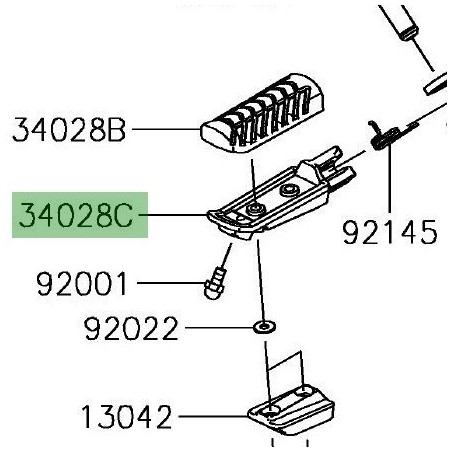 Repose-pieds avant gauche Kawasaki Versys-X 300 (2017-2018) | Réf. 340280350