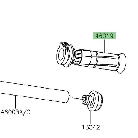 Poignée caoutchouc droite Kawasaki Ninja H2 (2015-) | Réf. 460190020