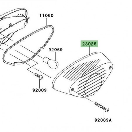 Cabochon feu arrière Kawasaki W800 (2011-2016) | Réf. 230260033