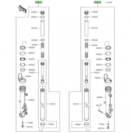 Bras de fourche Kawasaki Ninja 650 (2017-2021) | Réf. 44071120132A - 44071120332A