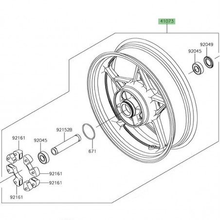 Jante arrière Kawasaki Ninja 650 (2017-2021) | Réf. 410730704QT