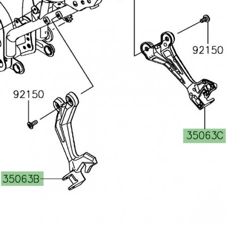 Platine repose-pieds arrière Kawasaki Ninja 650 (2017-2021) | Moto Shop 35