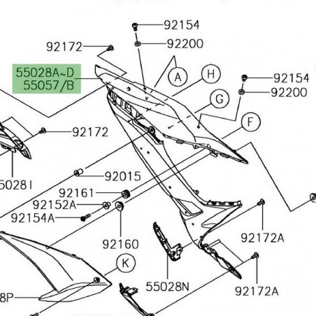 Flanc de carénage peint gauche Kawasaki Ninja 650 (2017-2019) | Moto Shop 35