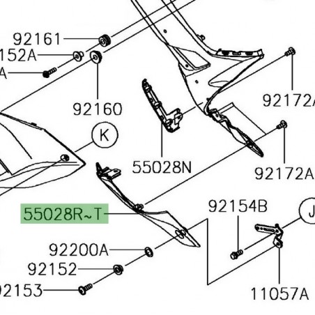 Sabot gauche de flanc de carénage Kawasaki Ninja 650 (2017-2019) | Moto Shop 35