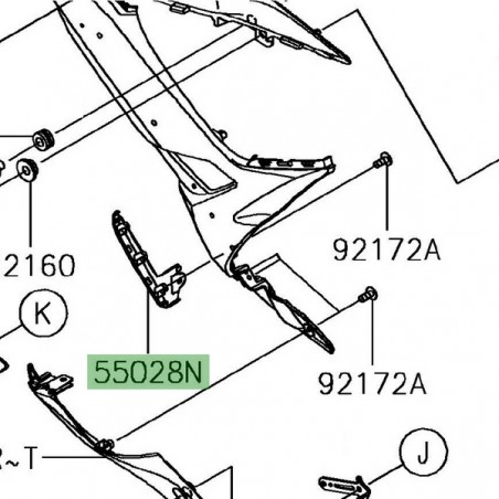 "V" gauche de bas de carénage Kawasaki Ninja 650 (2017-2019) | Réf. 550280600