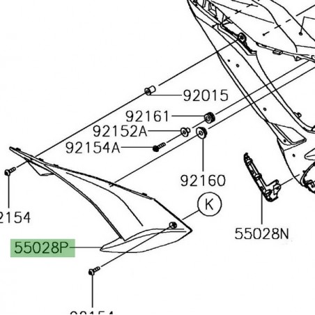 Ouïe latérale arrière gauche "brut" Kawasaki Ninja 650 (2017-2019) | Réf. 550280602