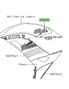 Autocollant "Ninja" flancs de carénage Kawasaki Ninja 650 KRT Edition 2017 | Réf. 560542217