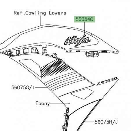 Autocollant "Ninja" flancs de carénage Kawasaki Ninja 650 KRT Edition 2017 | Réf. 560542217