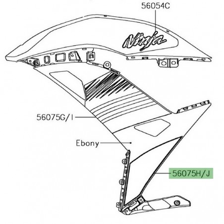 Autocollant inférieur flanc de carénage Kawasaki Ninja 650 KRT Edition 2017 | Moto Shop 35