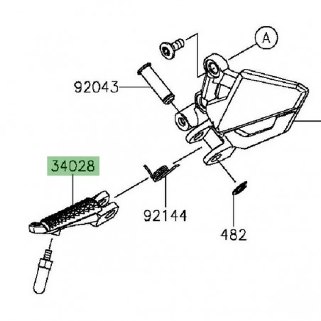 Repose-pieds avant gauche Kawasaki Z300 (2015-2016) | Réf. 340280318