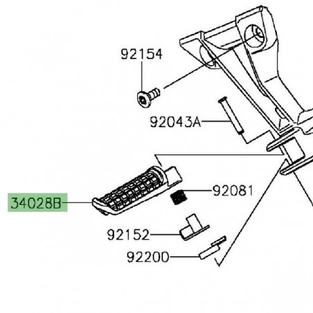 Repose-pieds arrière gauche Kawasaki Z300 (2015-2016) | Réf. 340281488