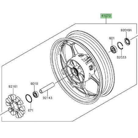 Jante arrière Kawasaki Z300 (2015-2016) | Réf. 410730652R2