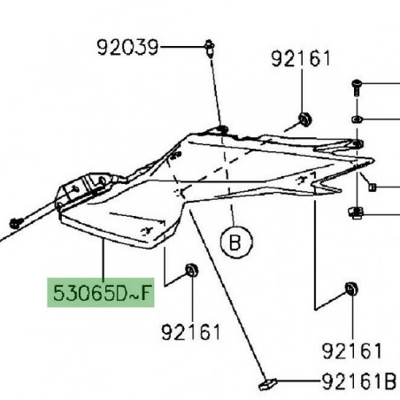 Flanc de coque arrière gauche Kawasaki Z300 (2015-2016) | Moto Shop 35