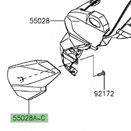 Flanc tête de fourche gauche Kawasaki Z300 (2015-2016) | Moto Shop 35