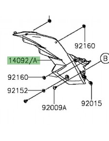 Cache latéral gauche sous-réservoir Kawasaki Z300 (2015-2016) | Réf. 1409210126Z