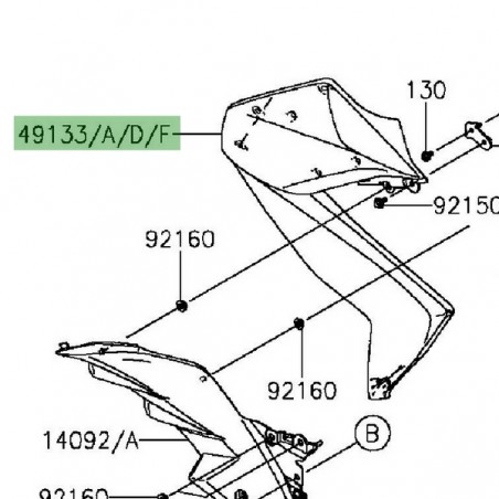 Flanc de carénage gauche Kawasaki Z300 (2015-2016) | Moto Shop 35