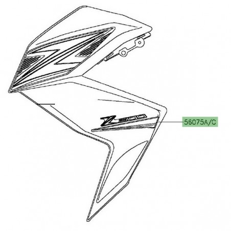 Autocollant inférieur flanc de carénage Kawasaki Z300 (2015) | Moto Shop 35
