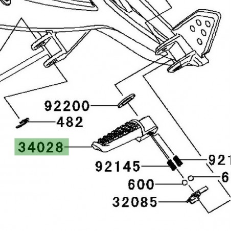 Repose-pieds arrière gauche Kawasaki Er-6n (2006-2008) | Réf. 340280004