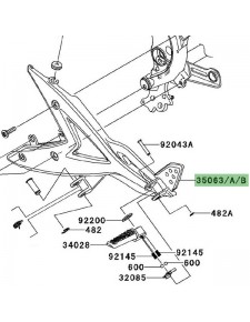 Platine repose-pieds gauche Kawasaki Er-6n (2006-2008) | Moto Shop 35