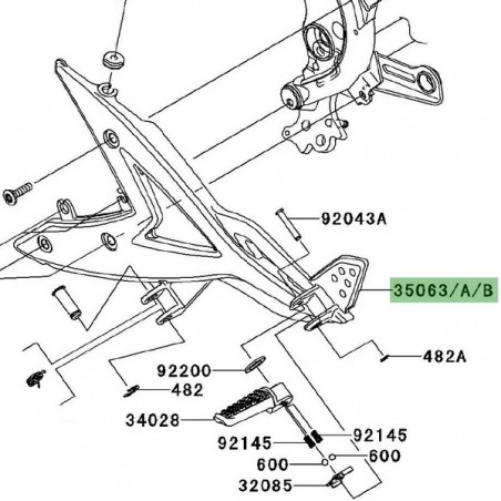Platine repose-pieds gauche Kawasaki Er-6n (2006-2008) | Moto Shop 35