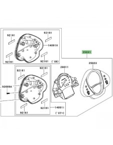 Ensemble compteur Kawasaki Er-6n (2006-2008), sans ABS | Réf. 250310111