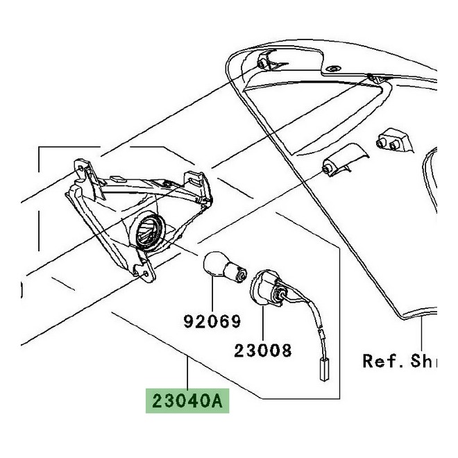 Clignotant avant droit Kawasaki Er-6n (2006-2008) | Réf. 230400120