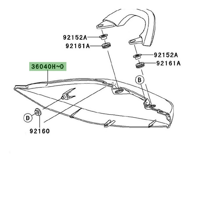 Coque arrière droite Kawasaki Er-6n (2006-2008) | Moto Shop 35