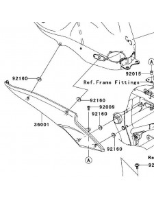 Cache latéral gauche sous réservoir Kawasaki Er-6n (2006-2008) | Réf. 3600100636Z