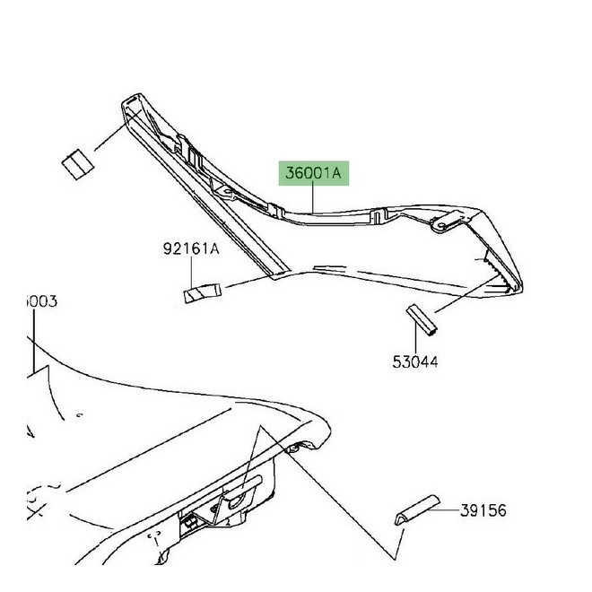 Cache latéral droit sous-selle Kawasaki Er-6n (2012-2016) | Réf. 360010565
