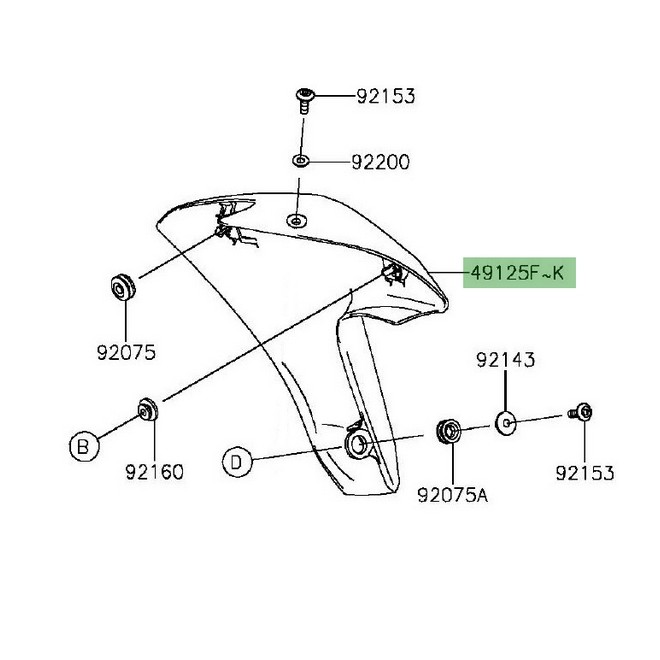 Écope de radiateur droite peinte Kawasaki Er-6n (2012-2016) | Moto Shop 35