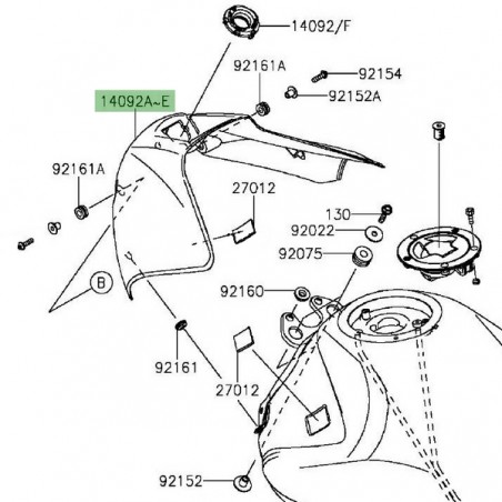 Coque de réservoir Kawasaki Er-6n (2012-2016) | Moto Shop 35