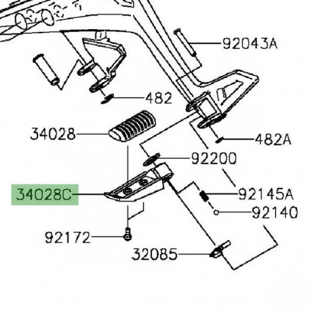 Repose-pieds arrière gauche Kawasaki Er-6n (2012-2016) | Réf. 340280314