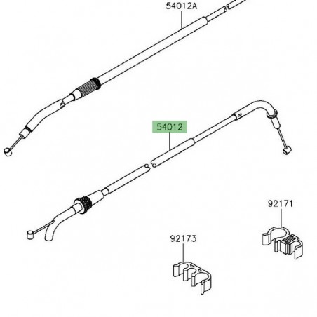 Câble d'ouverture des gaz Kawasaki Z800/Z800e (2013-2016) | Réf. 540120582