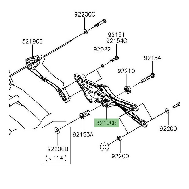 Support moteur droit Kawasaki Z800Z800e (2013-2016) | Moto Shop 35