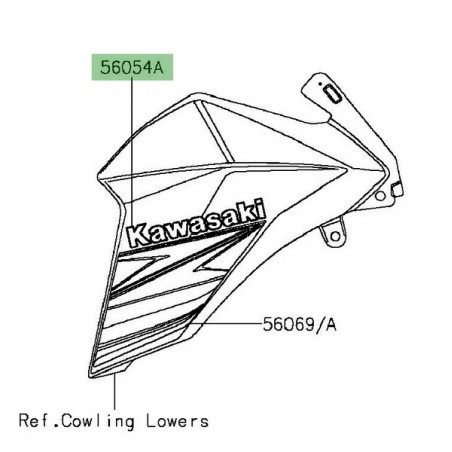 Autocollant "Kawasaki" écopes latérales Kawasaki Z800 (2013-2015) | Réf. 560541748