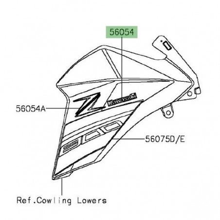 Autocollant "Kawasaki" écopes latérales Kawasaki Z800 (2016) | Moto Shop 35