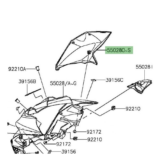Carénage tête de fourche droit Kawasaki Z800 (2013-2016) | Moto Shop 35