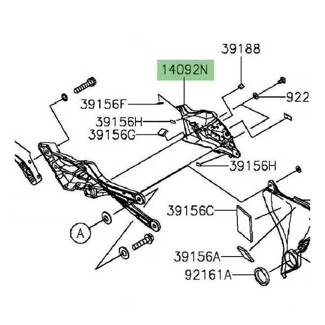 Cache support moteur droit Kawasaki Z800/Z800e (2013-2016) | Réf. 14092109418T
