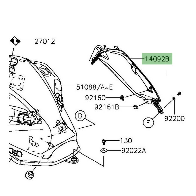 Cache latéral droit sous réservoir Kawasaki Z800 (2013-2016) | Moto Shop 35